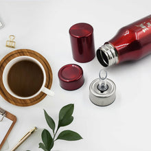 Stainless steel oil dispenser with nozzle, 500 ml capacity.